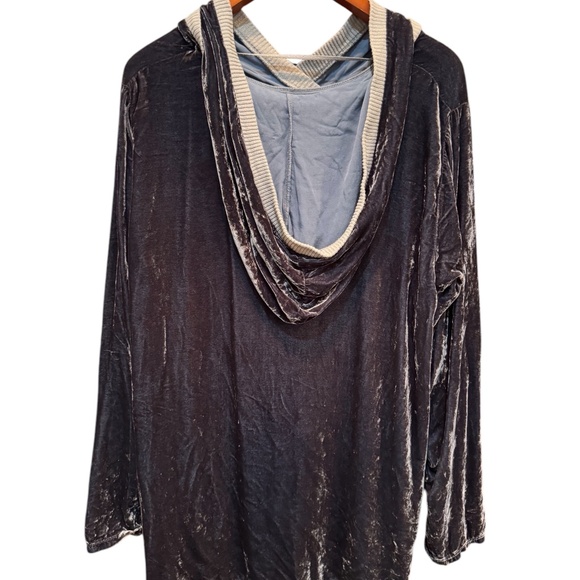 Womens, Pete & Greta Velvet Hoodie. Size: L, Color: Blue/Grey - Picture 4 of 9